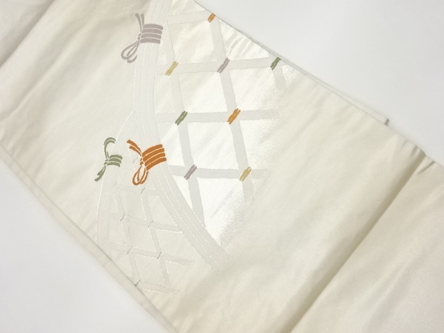 JAPANESE KIMONO / VINTAGE NAGOYA OBI / WOVEN BAMBOO FENCE PATTERN